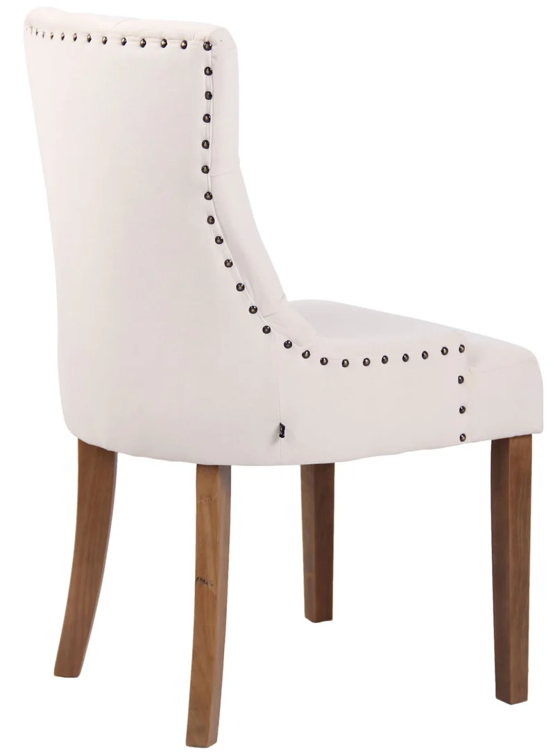Ensemble de 4 chaises de salle à manger en velours crème coutures décoratives pieds en bois marron clair 10_0007740