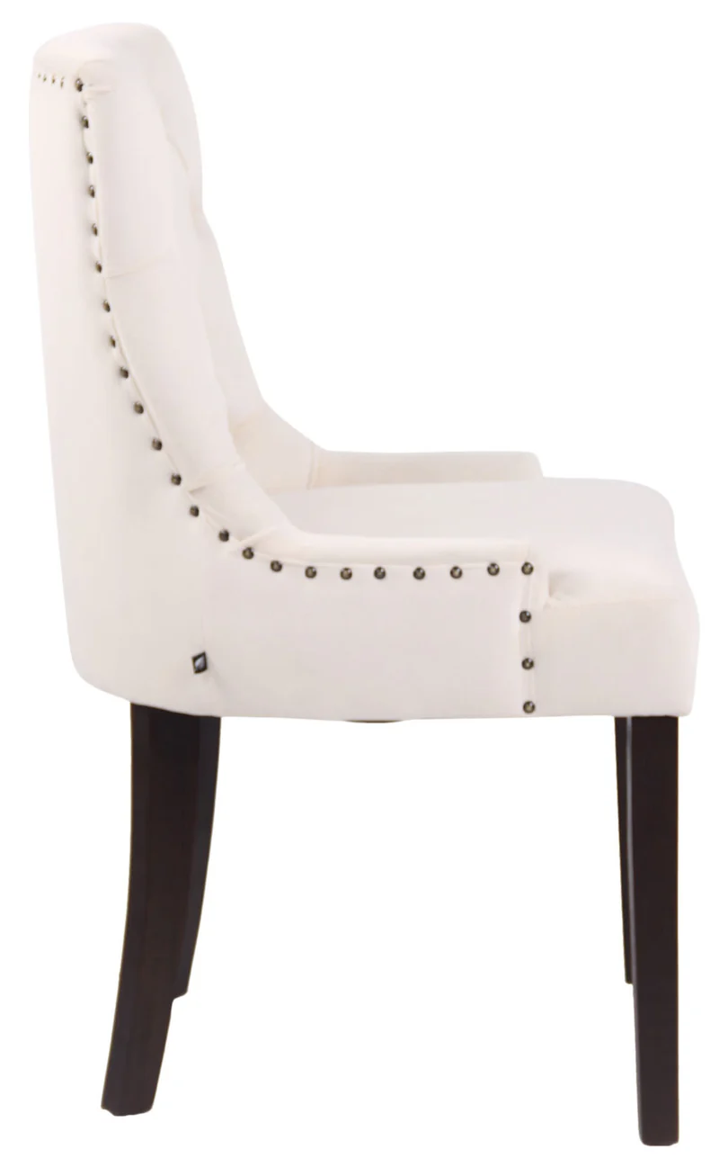 Ensemble de 4 chaises de salle à manger en velours crème coutures décoratives pieds en bois noir 10_0007739