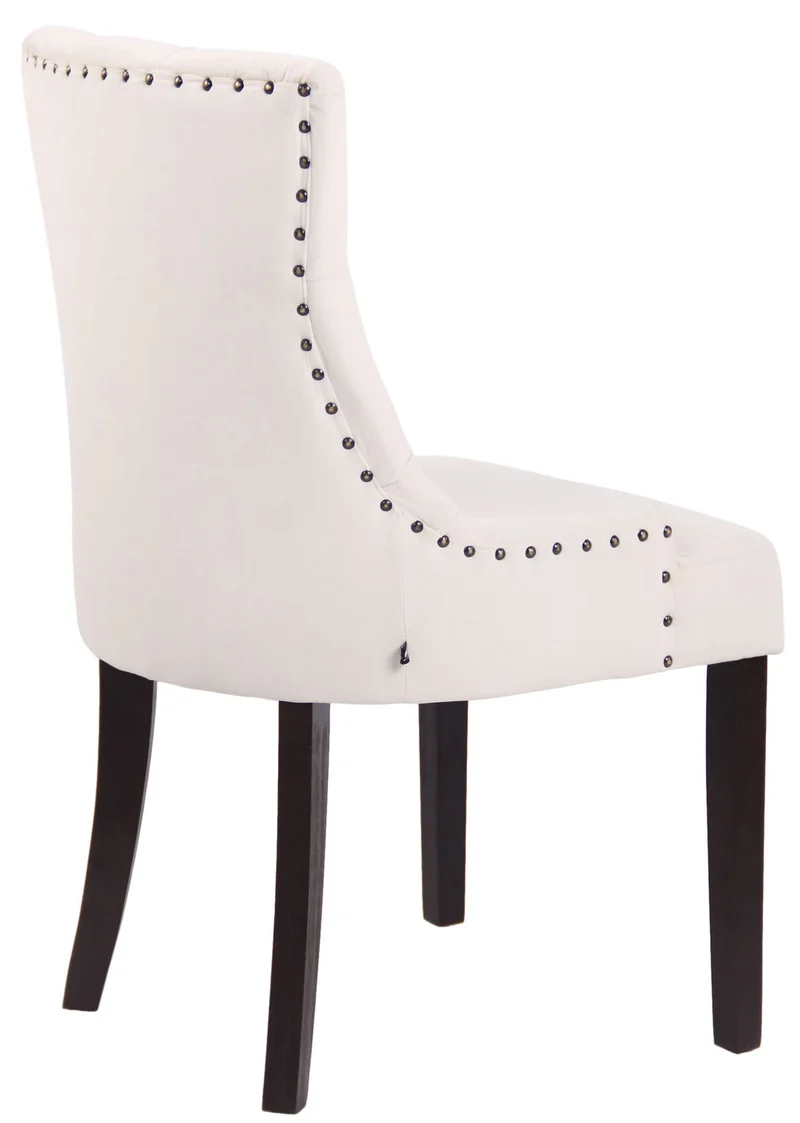 Ensemble de 4 chaises de salle à manger en velours crème coutures décoratives pieds en bois noir 10_0007739