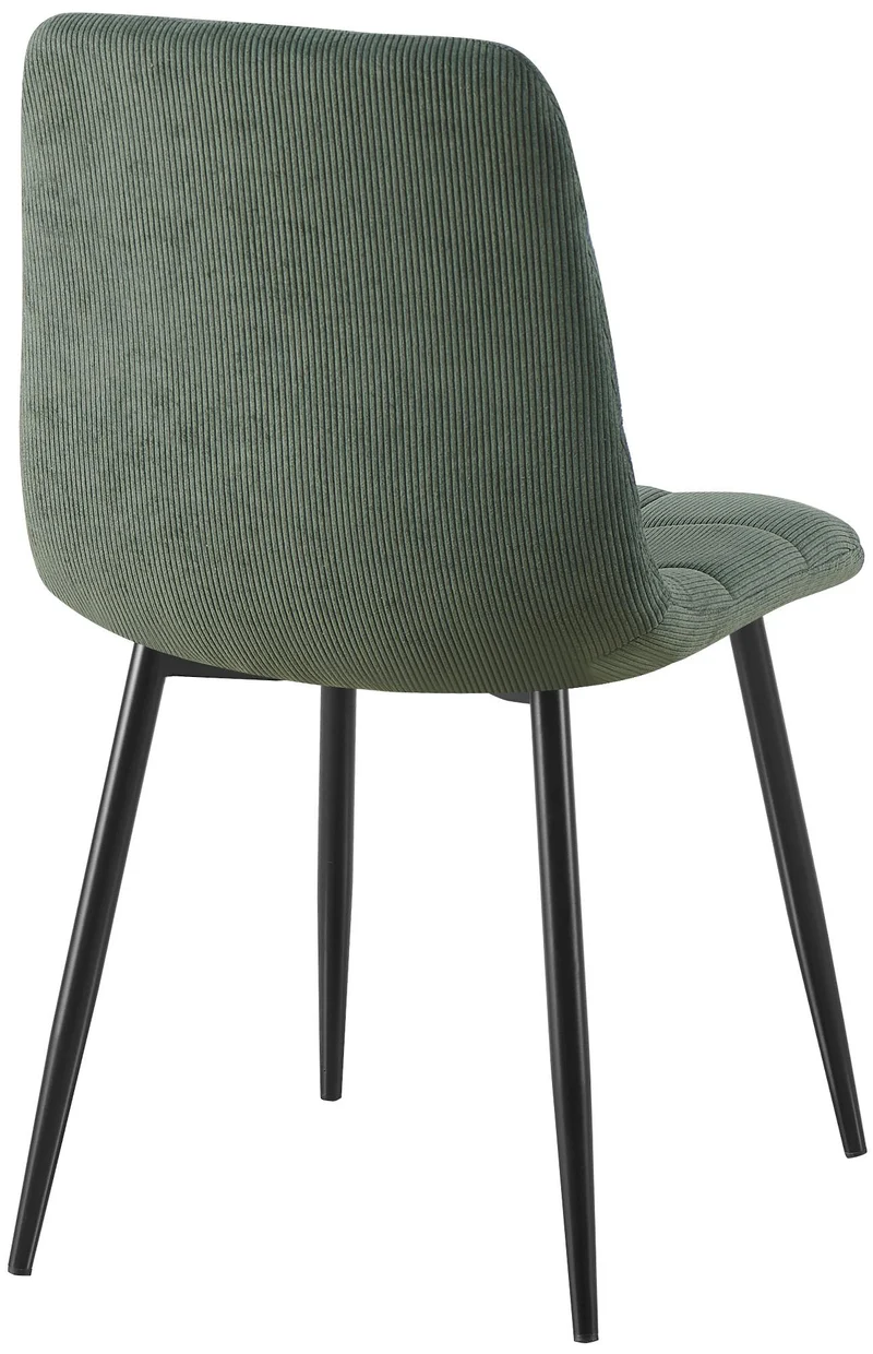 Lot de 2 chaises de salle à manger rembourrées en velours côtelé vert surpiqûres décoratives et métal noir 10_0007454