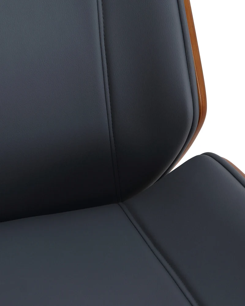 Chaise de bureau ergonomique sur roulettes en similicuir gris et bois avec piètement chromé 10_0007107