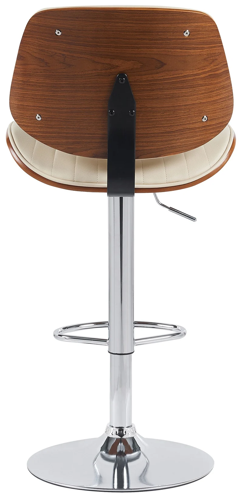 Lot de 2 tabourets de bar avec dossier en PVC crème structure en bois courbé et métal 10_0006822