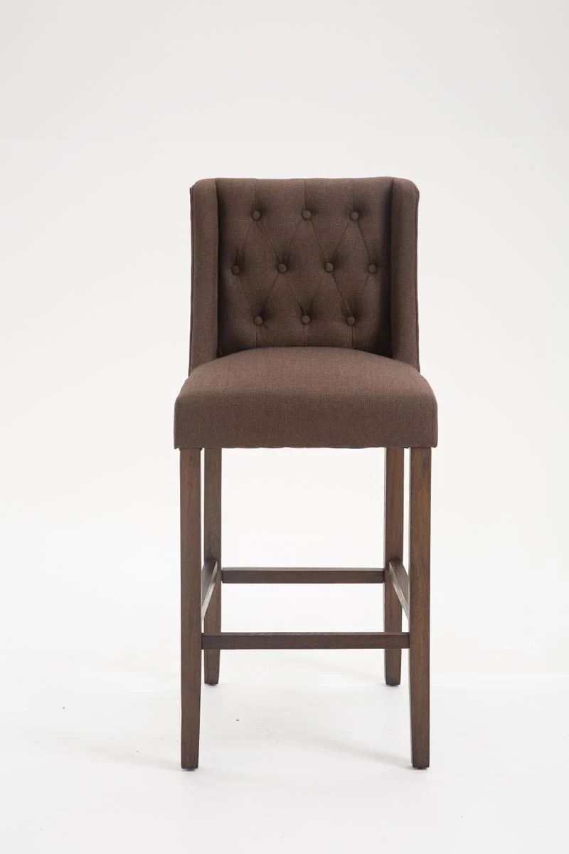 Tabouret de bar x1 en tissu marron et bois d'hévéa avec dossier et repose-pieds style scandinave 10_0006651