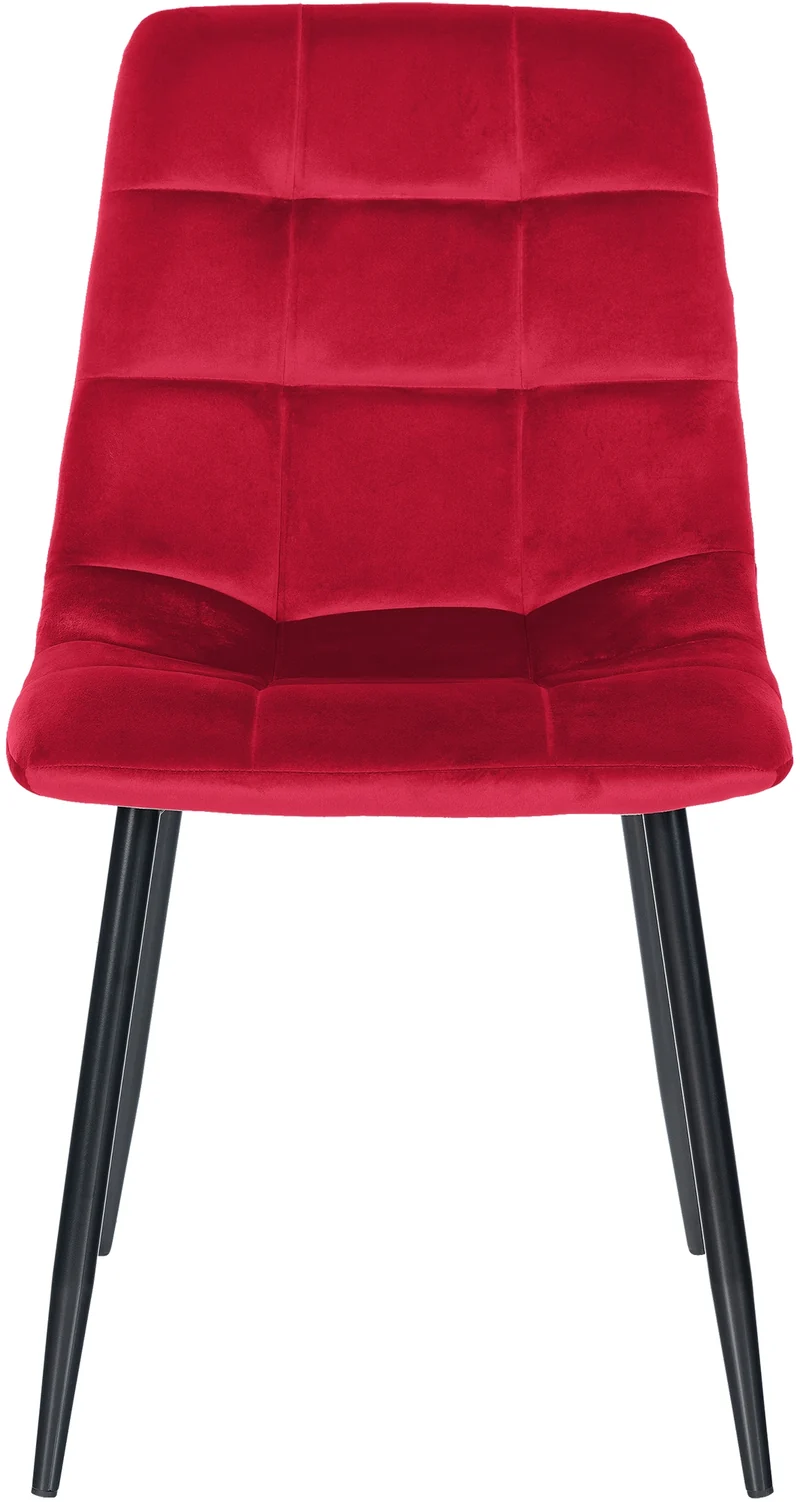 Lot de 4 chaises de salle à manger style moderne et confortable en tissu velours rouge et métal noir 10_0001784