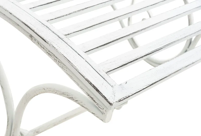 Chaise longue de jardin en fer style antique blanc vieilli avec accoudoirs MDJ10210