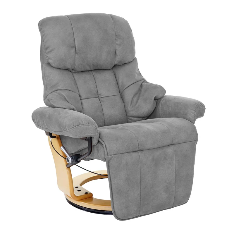 Fauteuil de relaxation avec repose-pieds et accoudoirs en tissu/textile capacité de charge 150 kg gris clair 04_0003670
