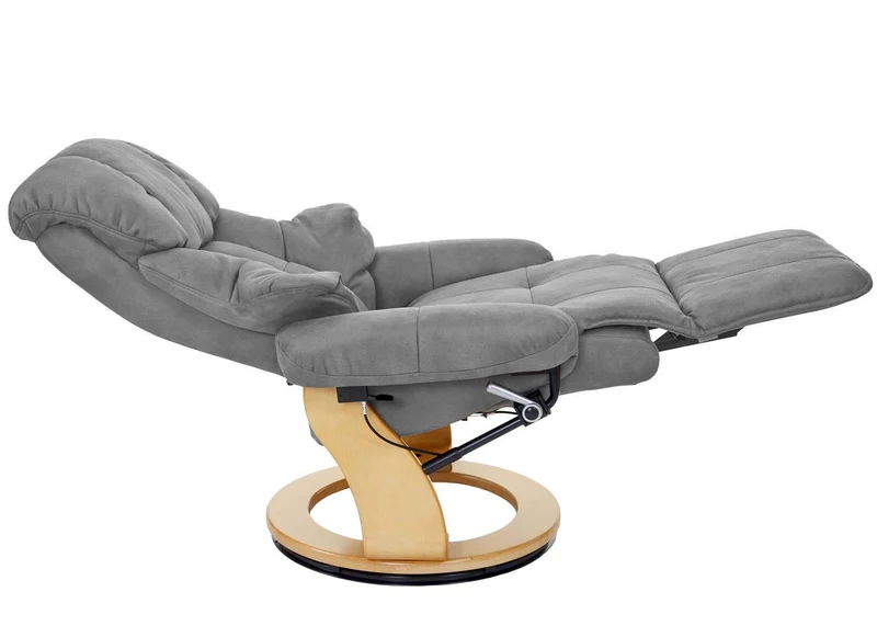 Fauteuil de relaxation avec repose-pieds et accoudoirs en tissu/textile capacité de charge 150 kg gris clair 04_0003670