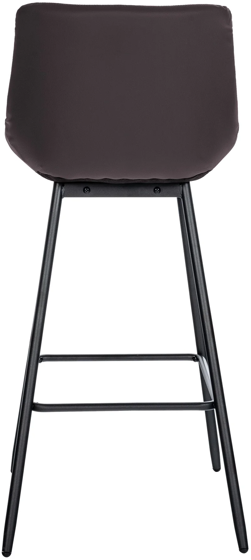 Tabouret de bar x1 avec repose-pieds revêtement en PVC marron piètement à quatre pieds en métal noir 10_0005460
