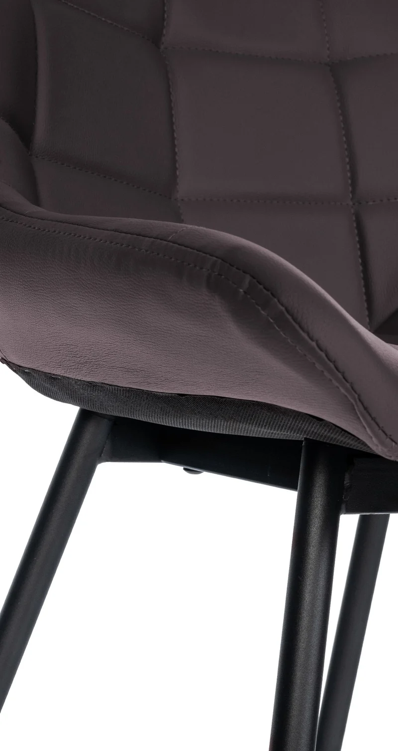 Tabouret de bar x1 avec repose-pieds revêtement en PVC marron piètement à quatre pieds en métal noir 10_0005460