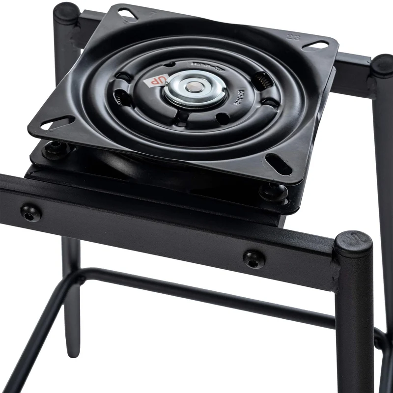 Tabouret de bar pivotant x1 avec repose-pieds revêtement en PVC marron piètement à quatre pieds en métal noir 10_0005471