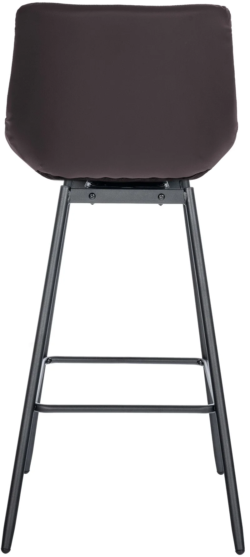 Tabouret de bar pivotant x1 avec repose-pieds revêtement en PVC marron piètement à quatre pieds en métal noir 10_0005471