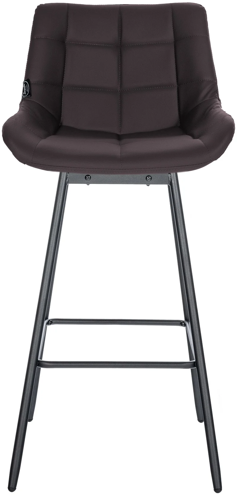 Tabouret de bar pivotant x1 avec repose-pieds revêtement en PVC marron piètement à quatre pieds en métal noir 10_0005471