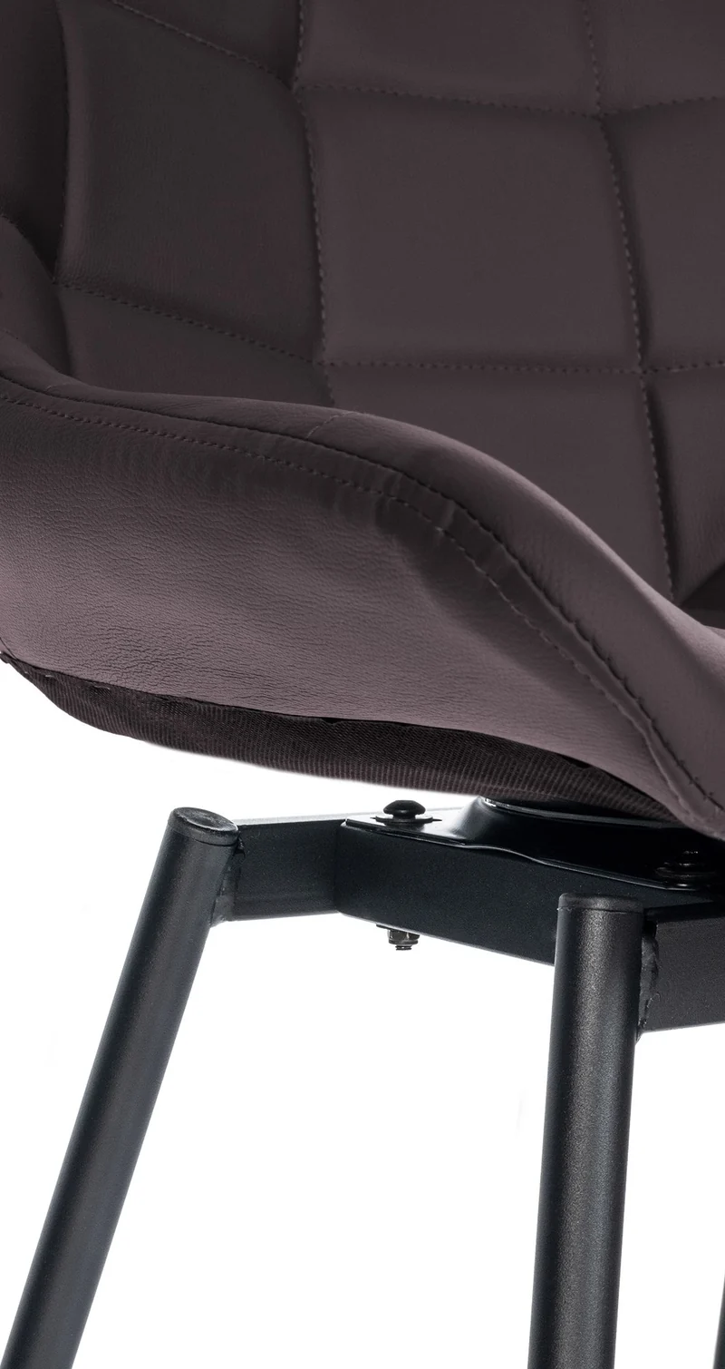 Tabouret de bar pivotant x1 avec repose-pieds revêtement en PVC marron piètement à quatre pieds en métal noir 10_0005471
