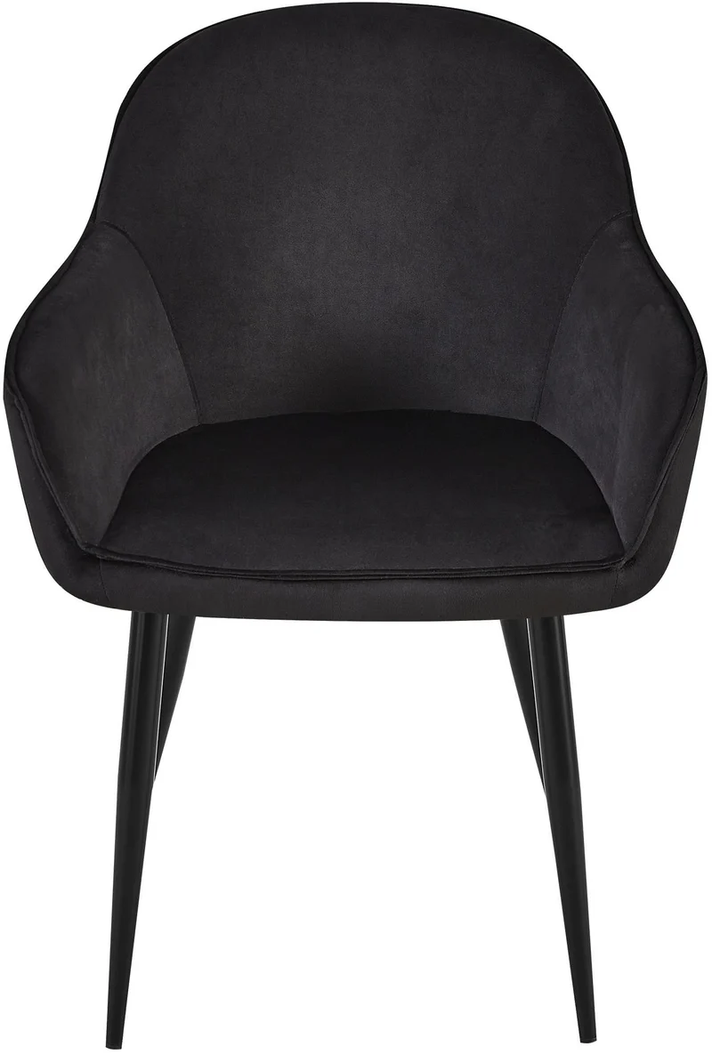 Set de 2 chaises de salle à manger dossier arrondis avec accoudoirs en velours noir 10_0001530