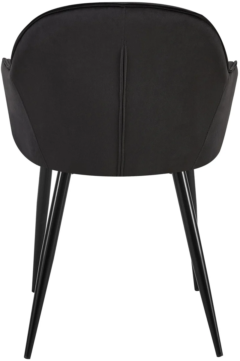 Set de 2 chaises de salle à manger dossier arrondis avec accoudoirs en velours noir 10_0001530