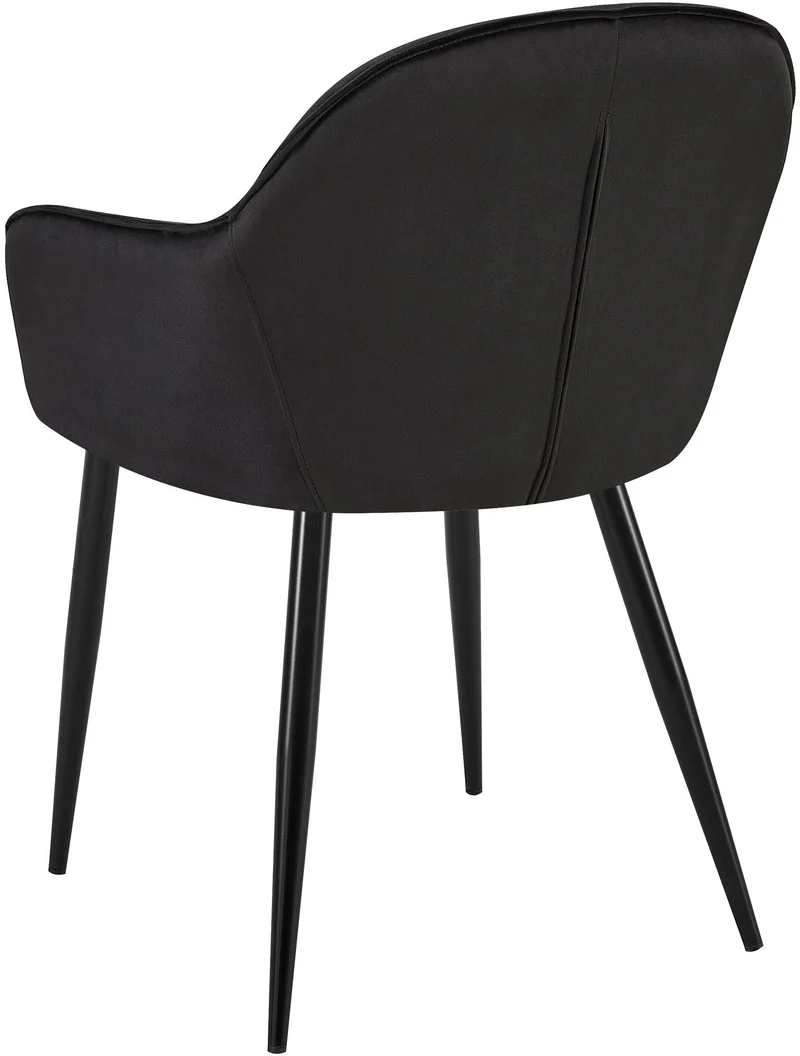 Set de 2 chaises de salle à manger dossier arrondis avec accoudoirs en velours noir 10_0001530