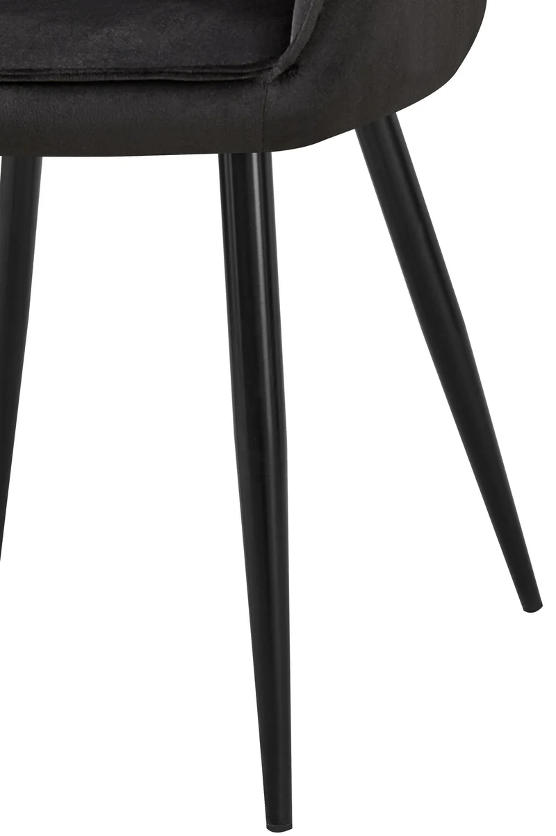 Set de 2 chaises de salle à manger dossier arrondis avec accoudoirs en velours noir 10_0001530