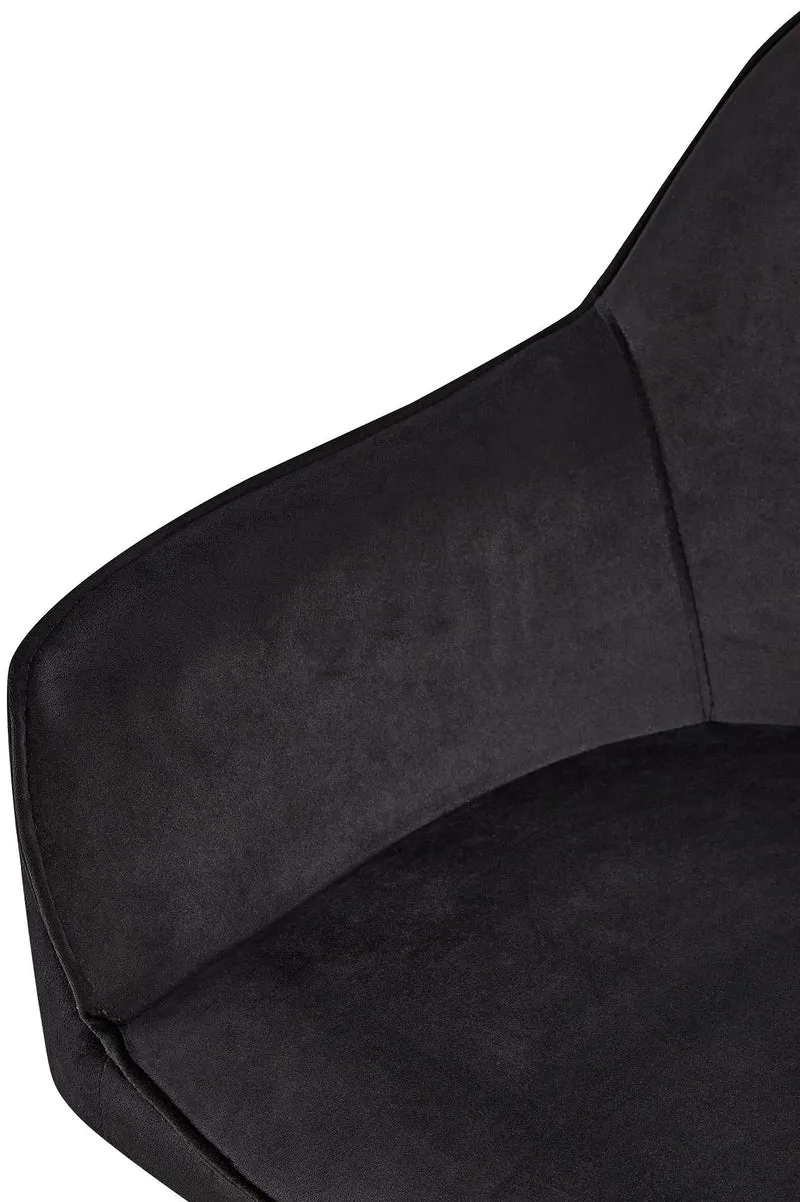Set de 2 chaises de salle à manger dossier arrondis avec accoudoirs en velours noir 10_0001530