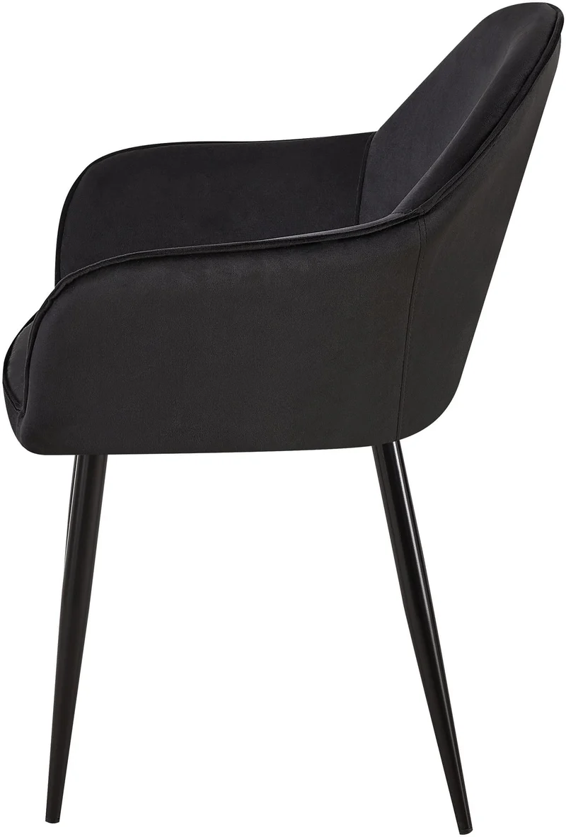 Set de 2 chaises de salle à manger dossier arrondis avec accoudoirs en velours noir 10_0001530