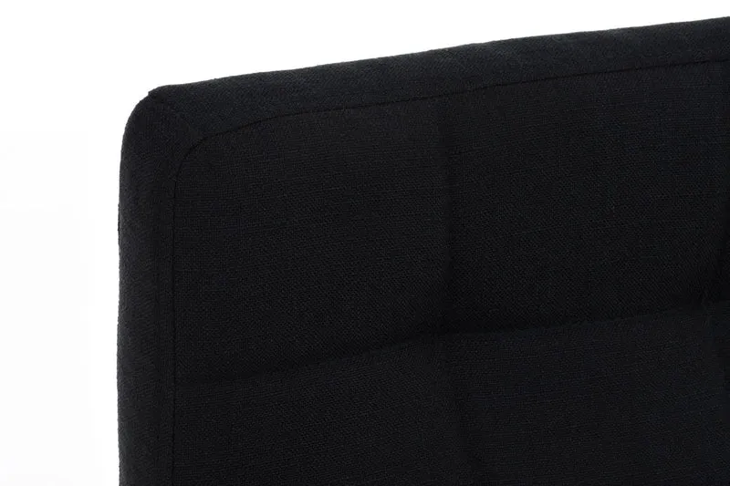 Tabouret de bar en tissu noir coutures décoratives pieds en bois avec repose-pieds 10_0000049