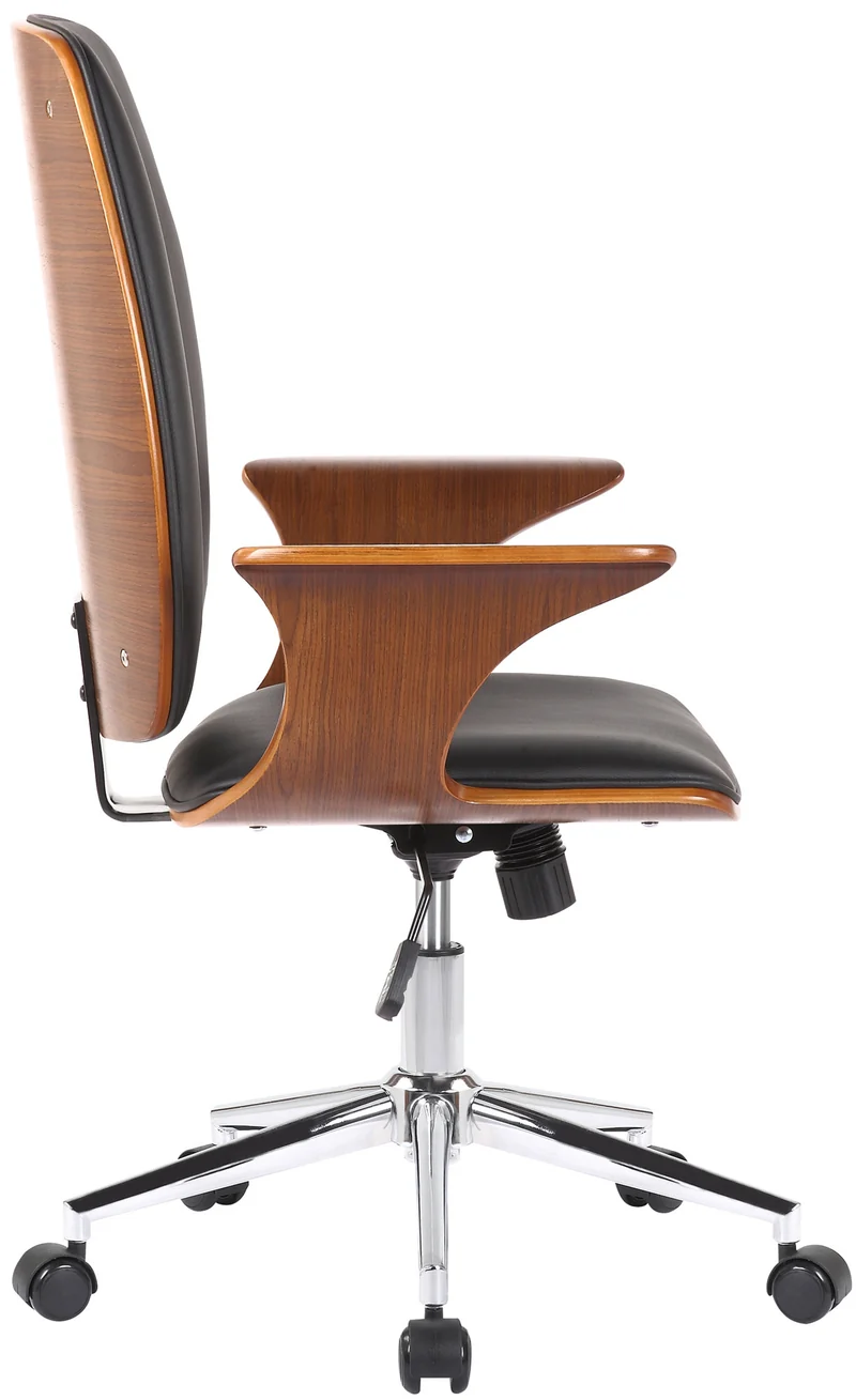 Fauteuil de bureau classique et confortable dossier ergonomique hauteur réglable en synthétique noir bois et métal BUR10557