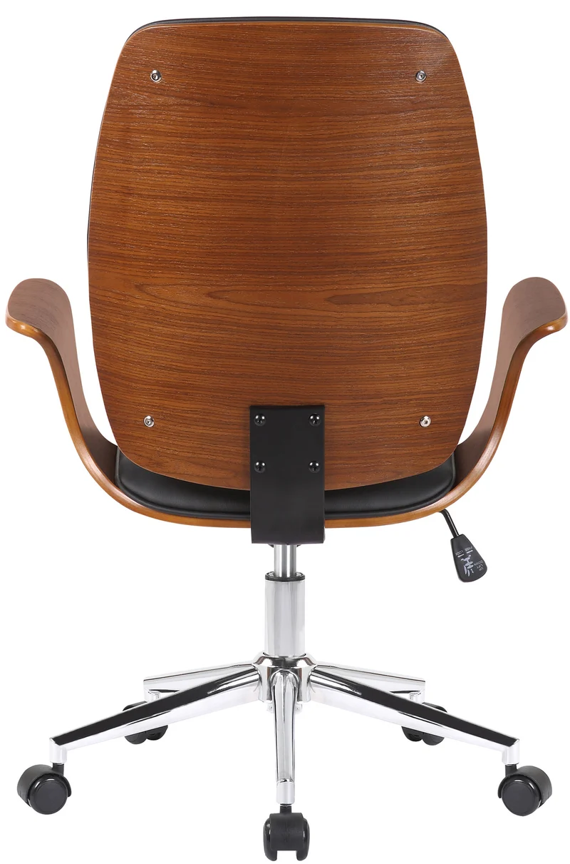 Fauteuil de bureau classique et confortable dossier ergonomique hauteur réglable en synthétique noir bois et métal BUR10557