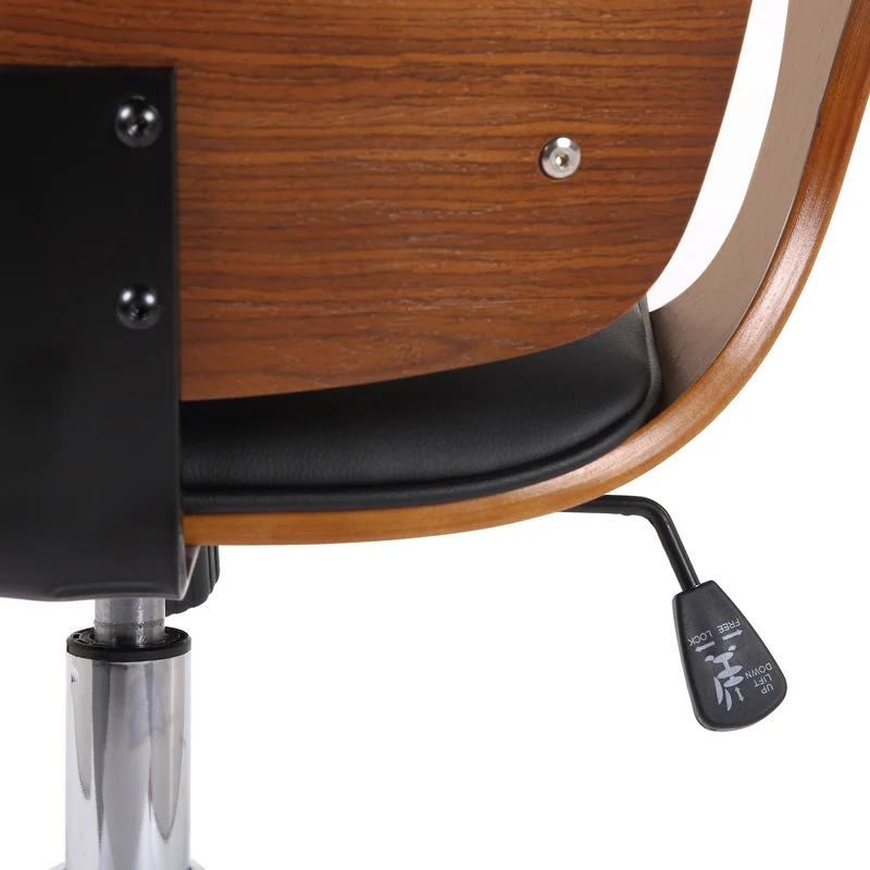 Fauteuil de bureau classique et confortable dossier ergonomique hauteur réglable en synthétique noir bois et métal BUR10557