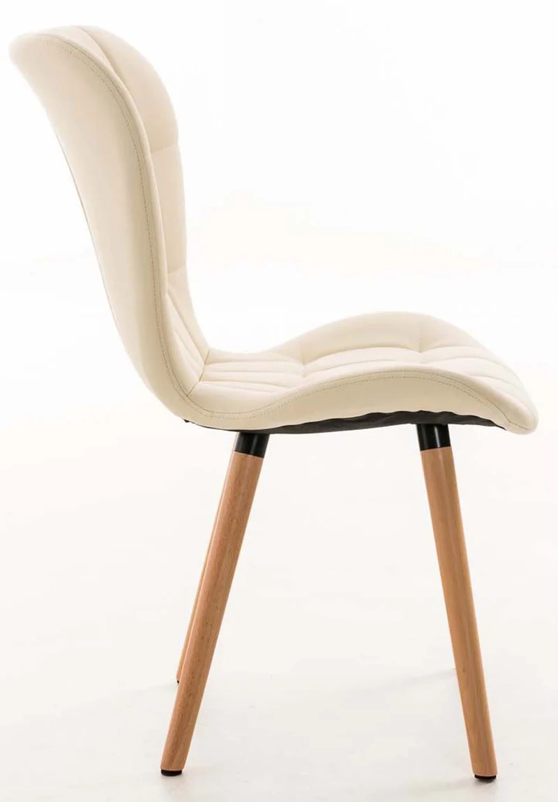 Lot de 4 chaises de salle à manger dossier haut coutures décoratives assise en PVC crème 10_0007577