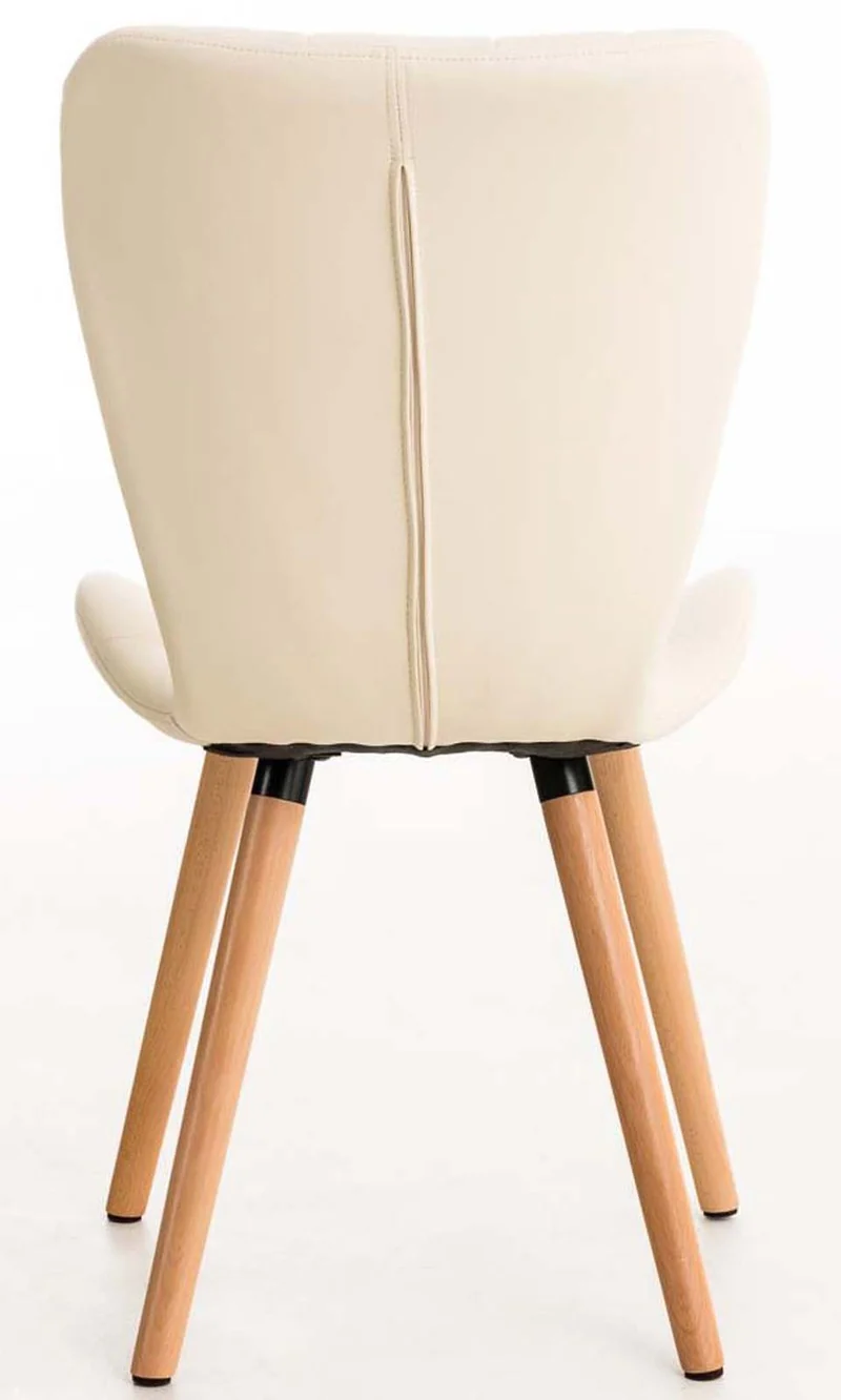 Lot de 4 chaises de salle à manger dossier haut coutures décoratives assise en PVC crème 10_0007577