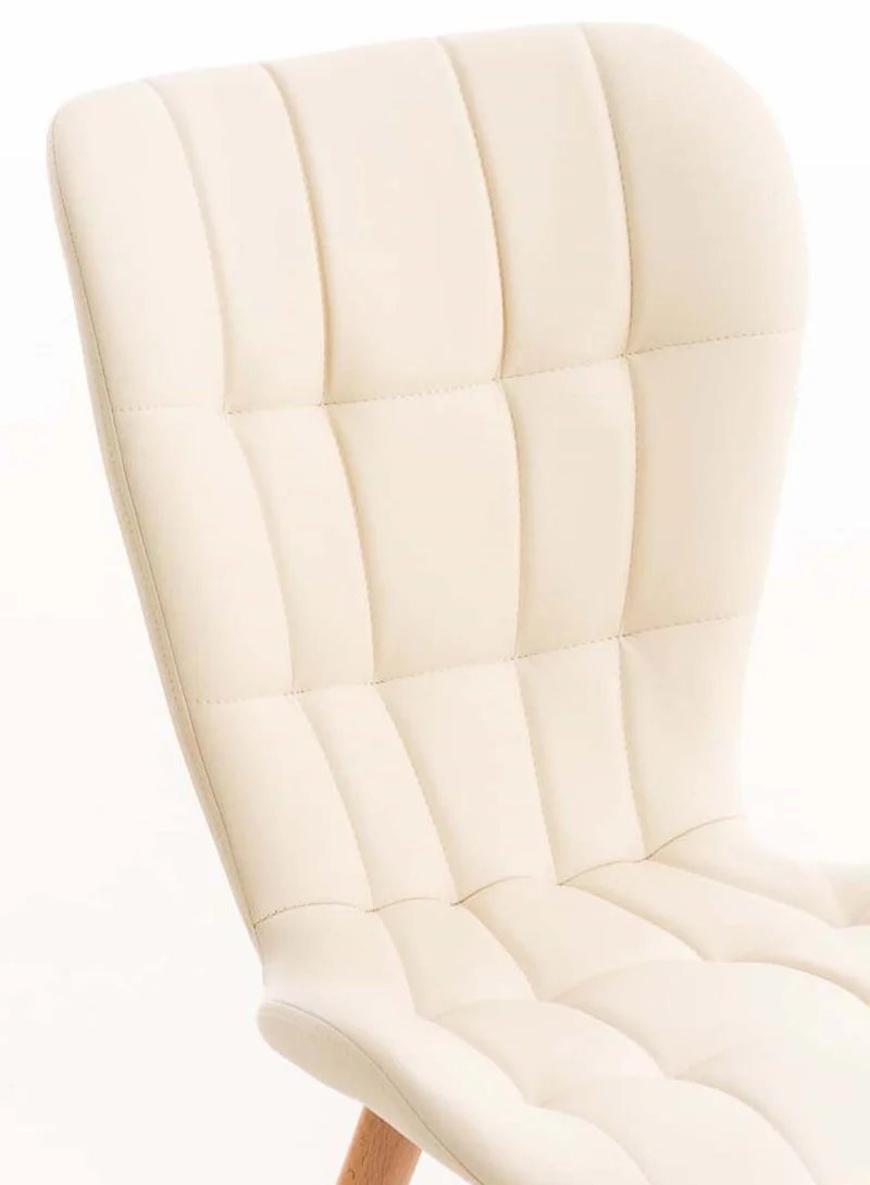 Lot de 4 chaises de salle à manger dossier haut coutures décoratives assise en PVC crème 10_0007577