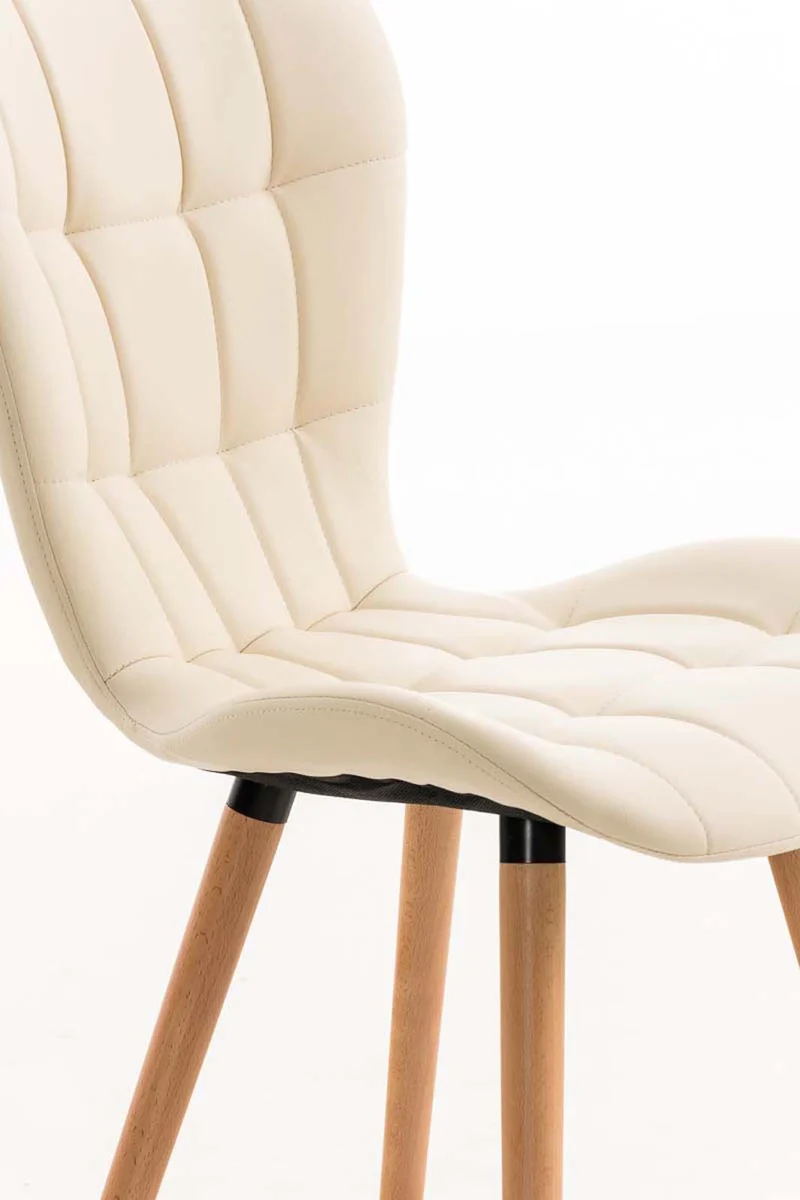 Lot de 4 chaises de salle à manger dossier haut coutures décoratives assise en PVC crème 10_0007577
