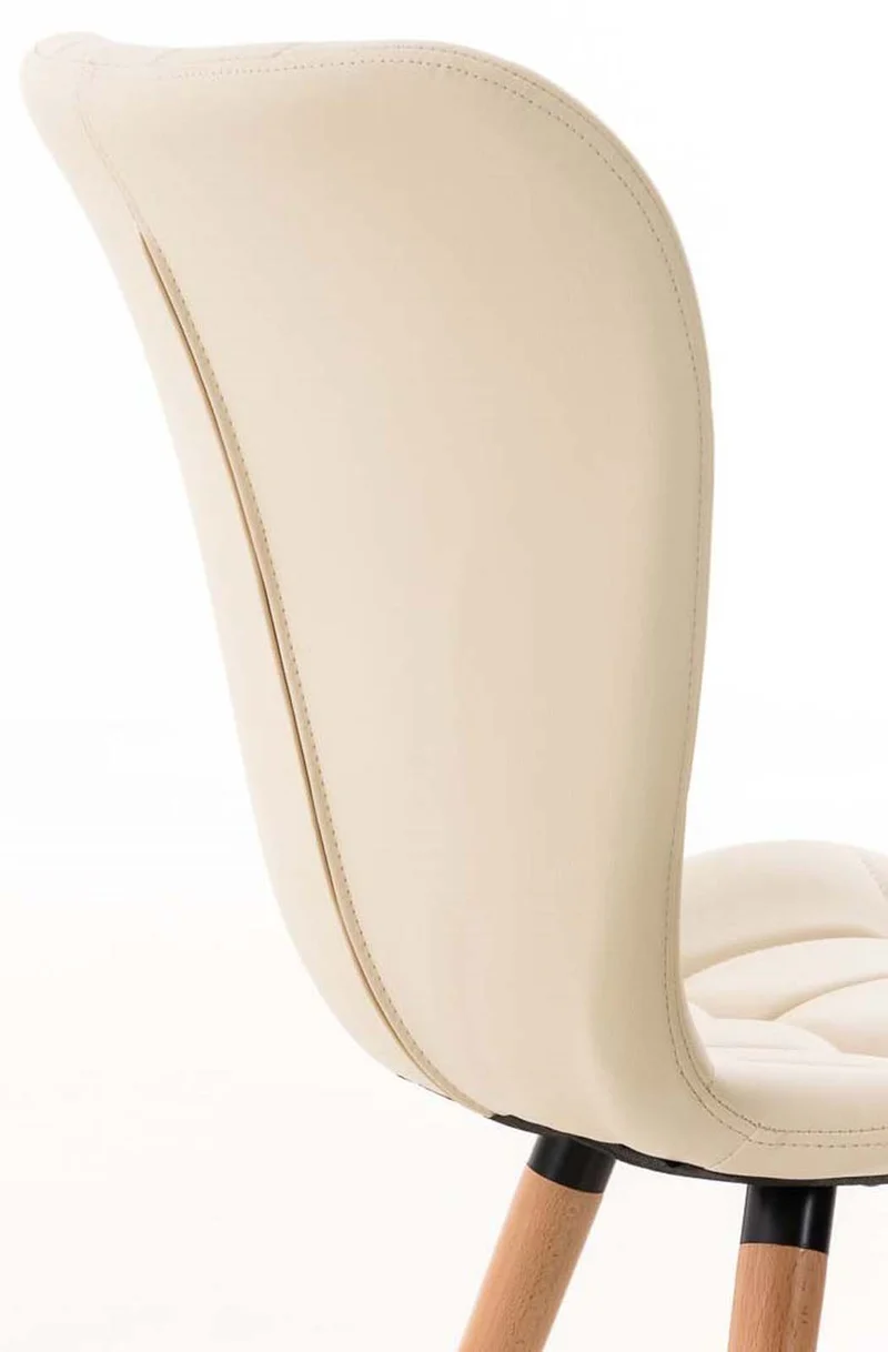 Lot de 4 chaises de salle à manger dossier haut coutures décoratives assise en PVC crème 10_0007577