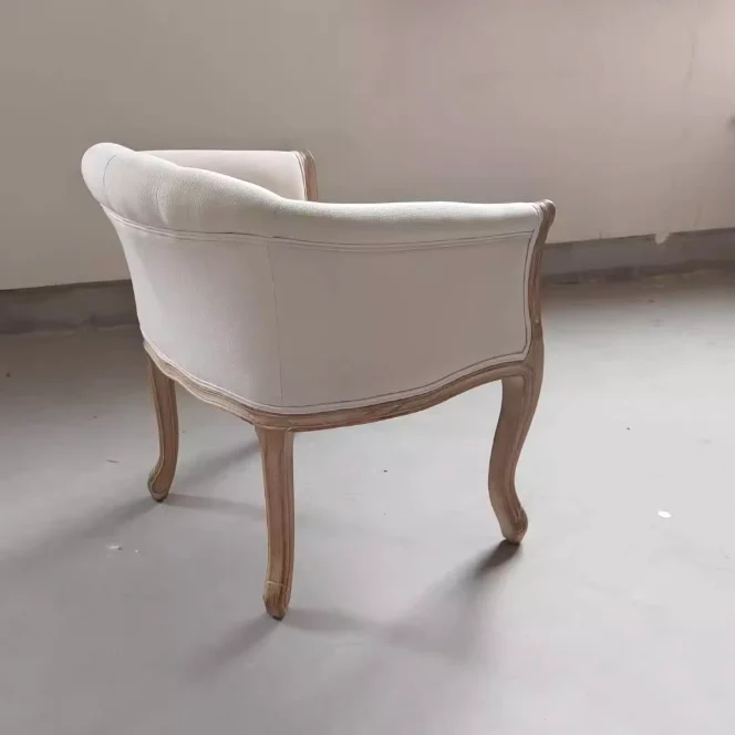 Traditional Vintage Square Linen Oil-waxed Leather Solid Wood Sponge Upholstery Accent Chair Backrest Armrest For Living Room
