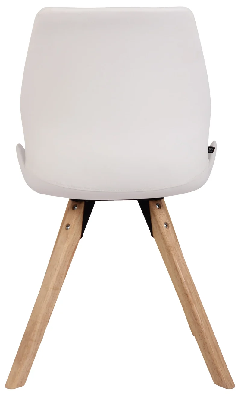 Lot de 4 chaises de salle à manger design scandinave en PVC blanc et pieds en bois clair 10_0001847