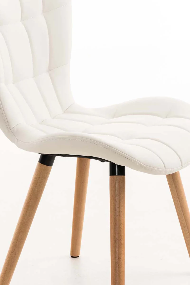 Lot de 4 chaises de salle à manger dossier haut coutures décoratives assise en PVC blanc 10_0007657