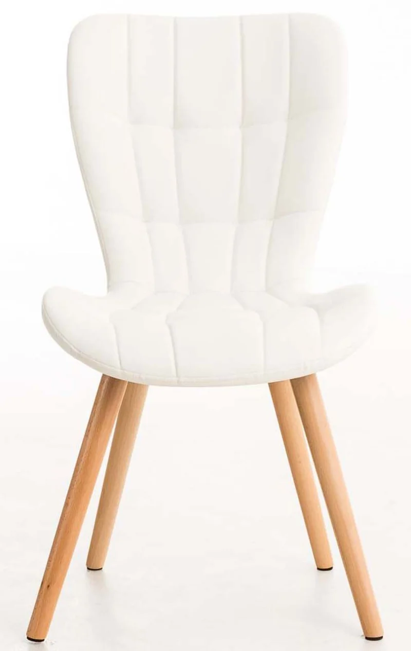 Lot de 4 chaises de salle à manger dossier haut coutures décoratives assise en PVC blanc 10_0007657