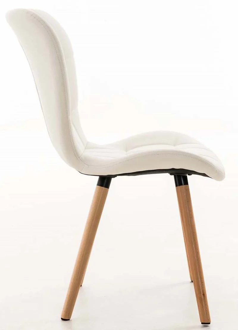Lot de 4 chaises de salle à manger dossier haut coutures décoratives assise en PVC blanc 10_0007657