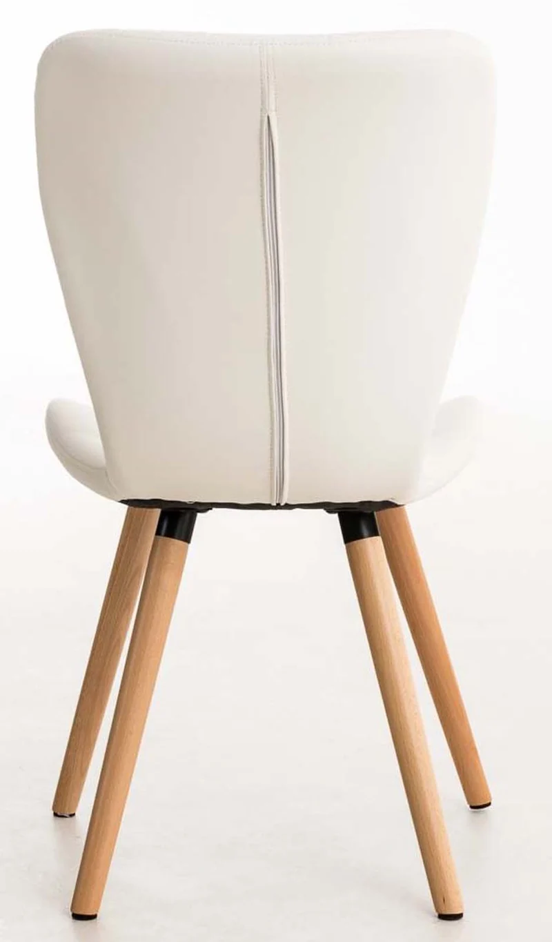 Lot de 4 chaises de salle à manger dossier haut coutures décoratives assise en PVC blanc 10_0007657