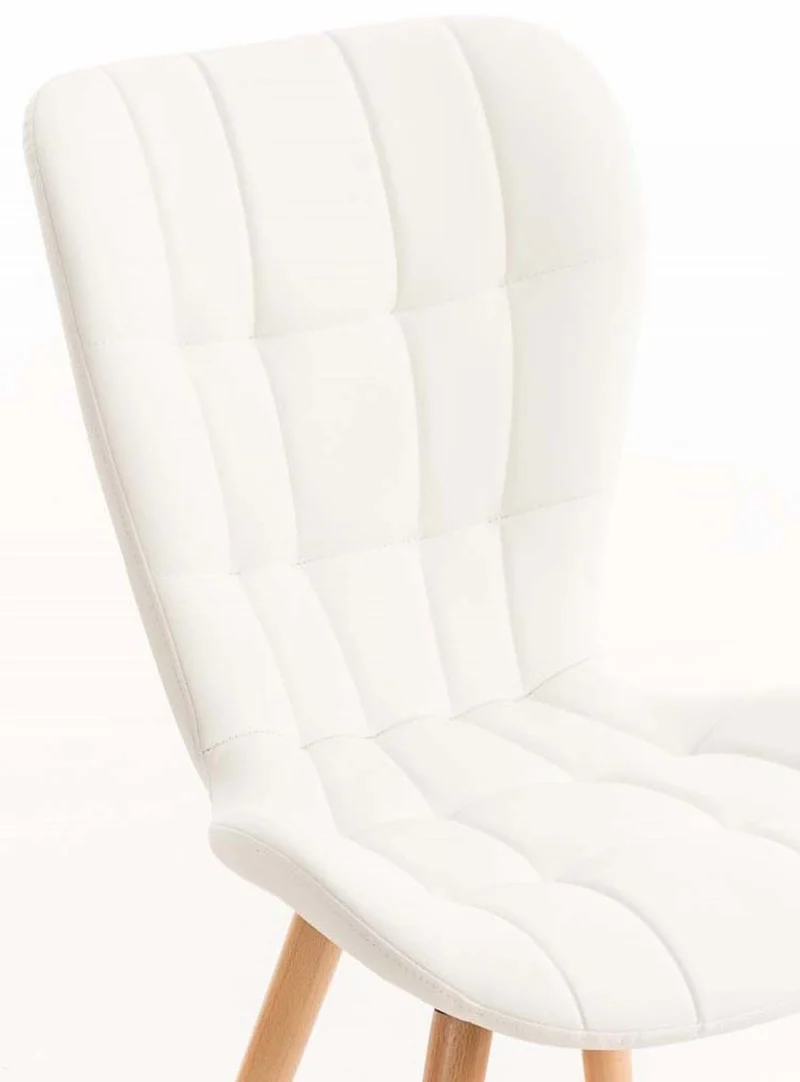 Lot de 4 chaises de salle à manger dossier haut coutures décoratives assise en PVC blanc 10_0007657