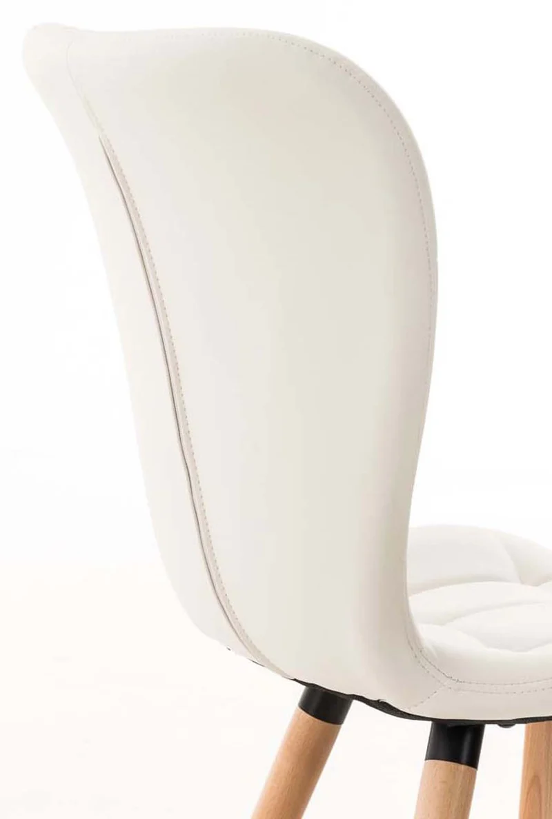 Lot de 4 chaises de salle à manger dossier haut coutures décoratives assise en PVC blanc 10_0007657