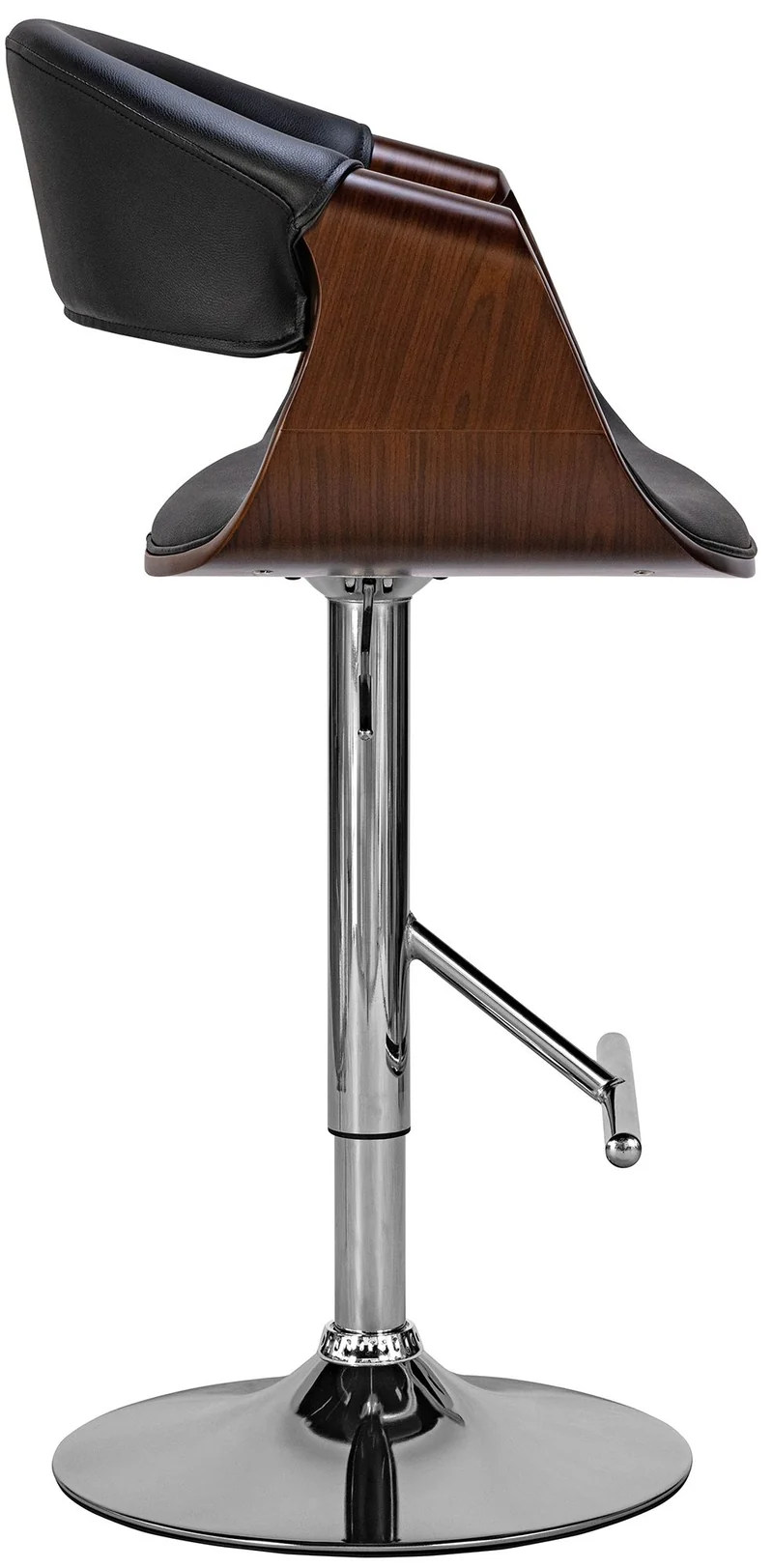 Lot de 2 tabourets de bar style moderne rétro en PVC noir bois couleur noyer cadre en métal 10_0006216