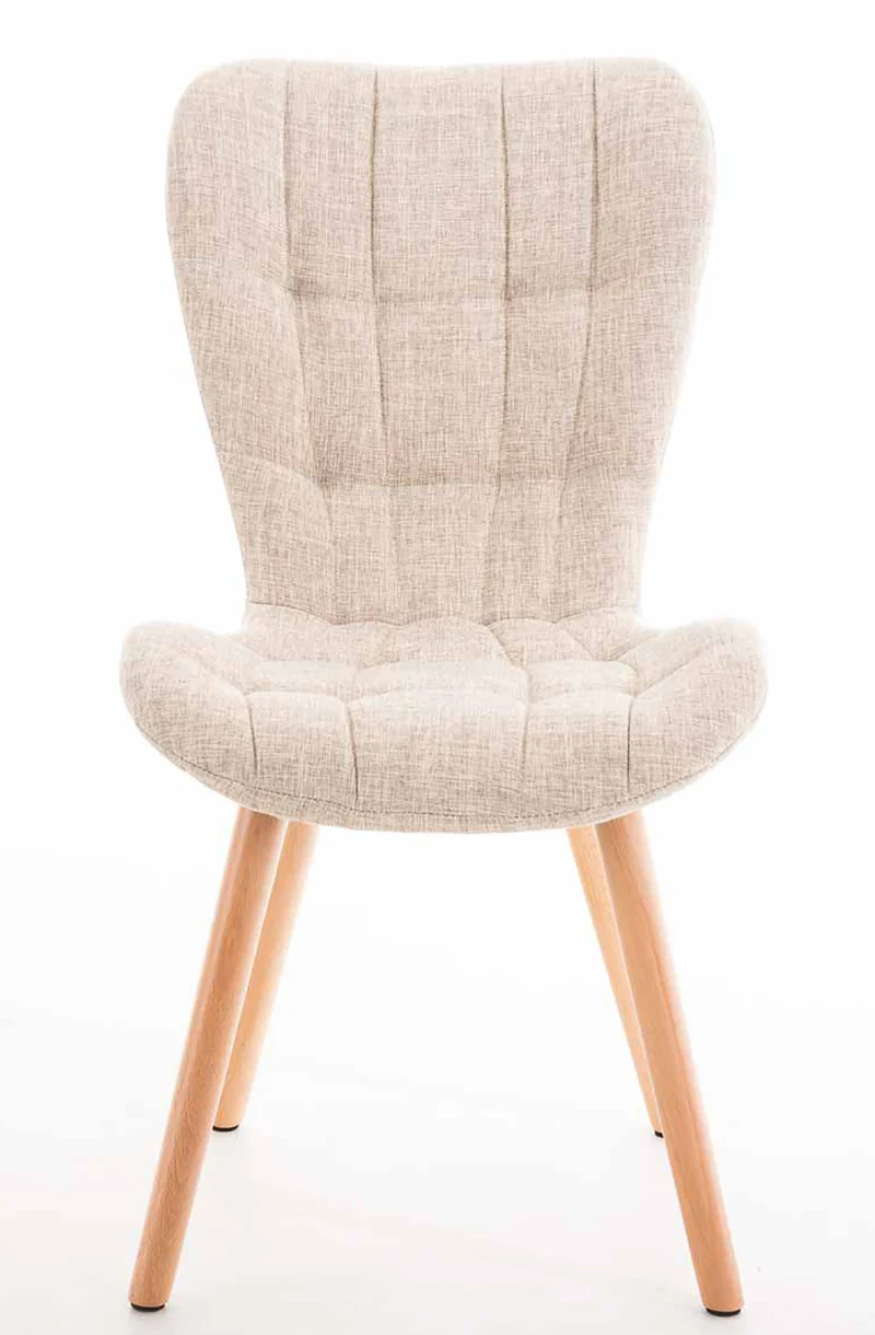Lot de 4 chaises de salle à manger dossier haut coutures décoratives assise en tissu crème 10_0007663
