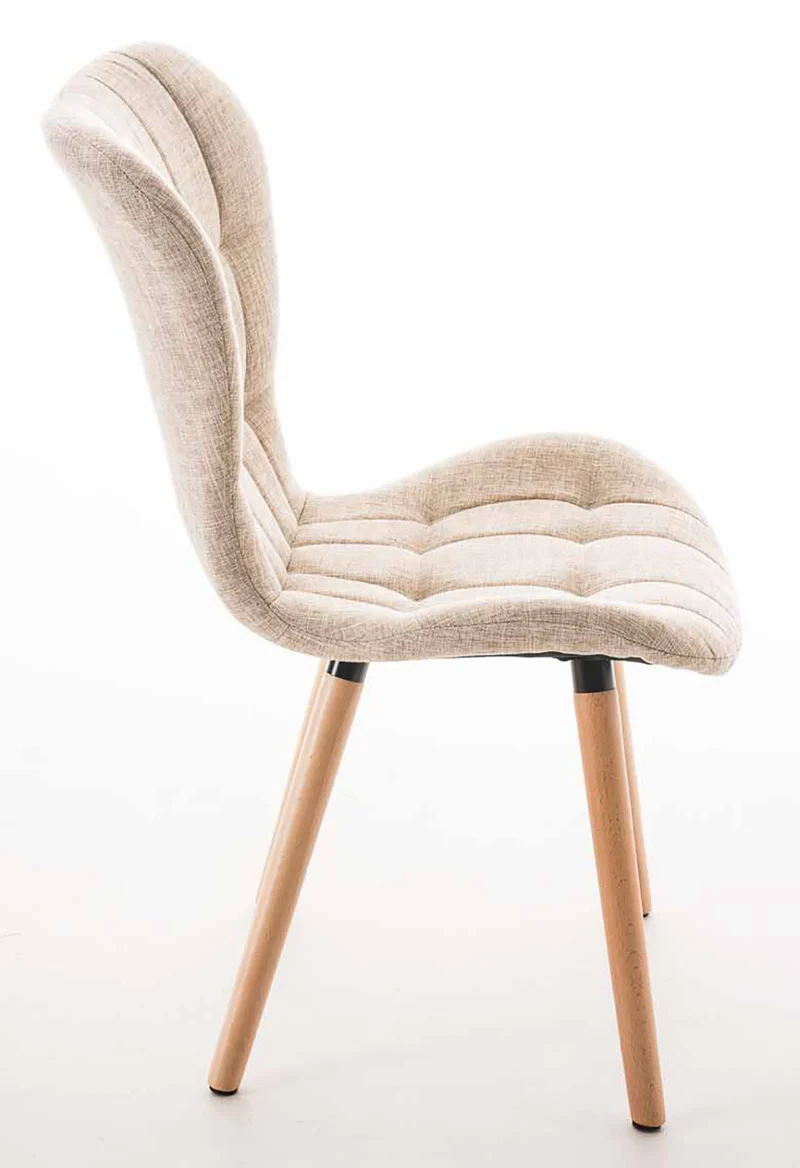 Lot de 4 chaises de salle à manger dossier haut coutures décoratives assise en tissu crème 10_0007663