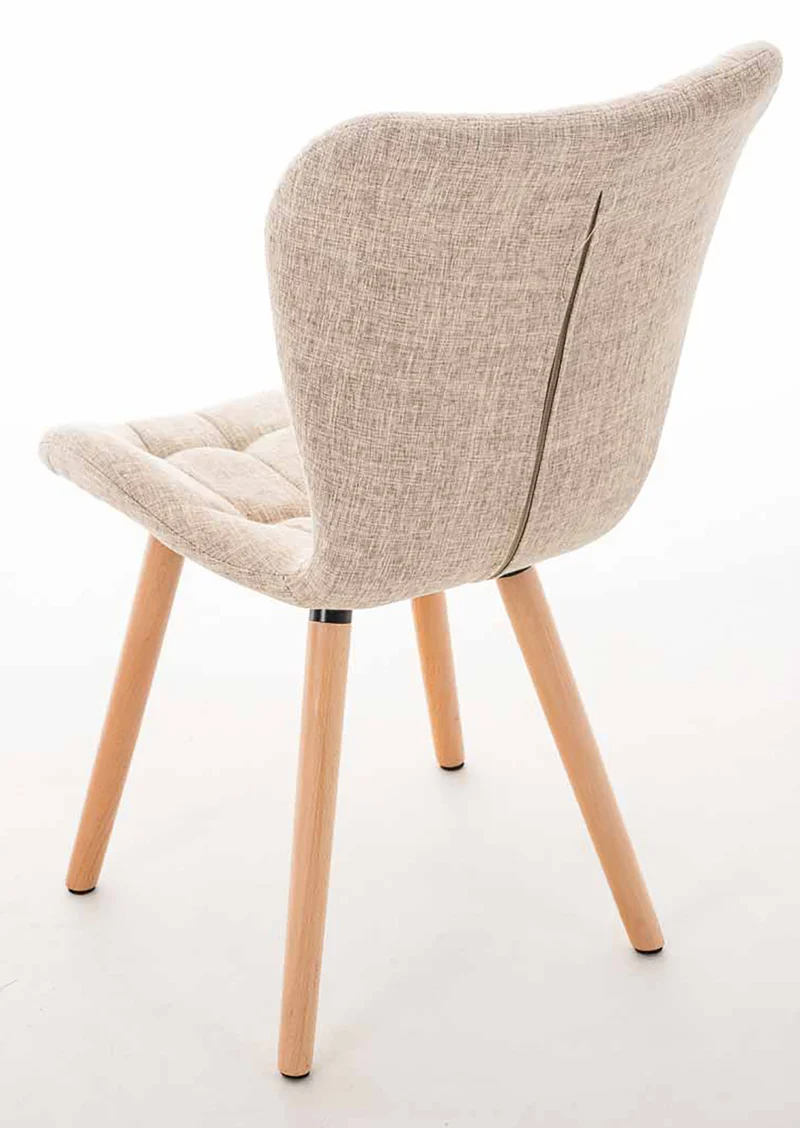 Lot de 4 chaises de salle à manger dossier haut coutures décoratives assise en tissu crème 10_0007663