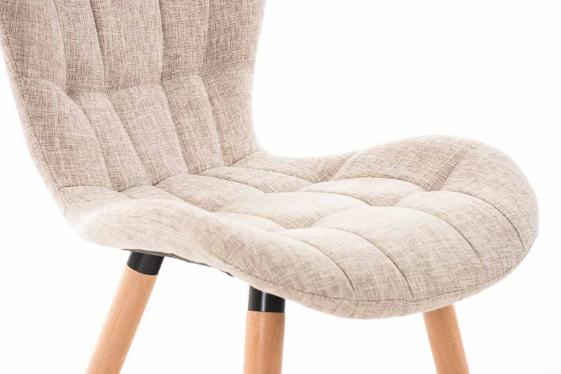 Lot de 4 chaises de salle à manger dossier haut coutures décoratives assise en tissu crème 10_0007663
