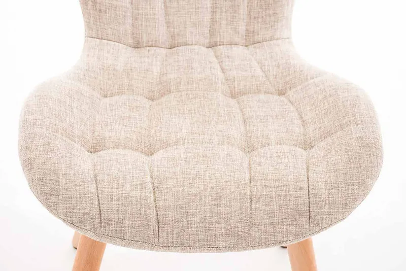 Lot de 4 chaises de salle à manger dossier haut coutures décoratives assise en tissu crème 10_0007663
