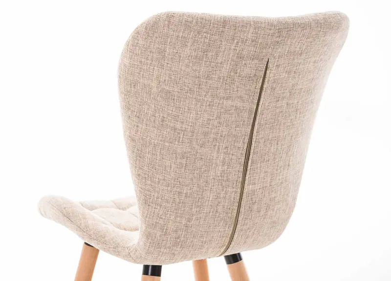 Lot de 4 chaises de salle à manger dossier haut coutures décoratives assise en tissu crème 10_0007663