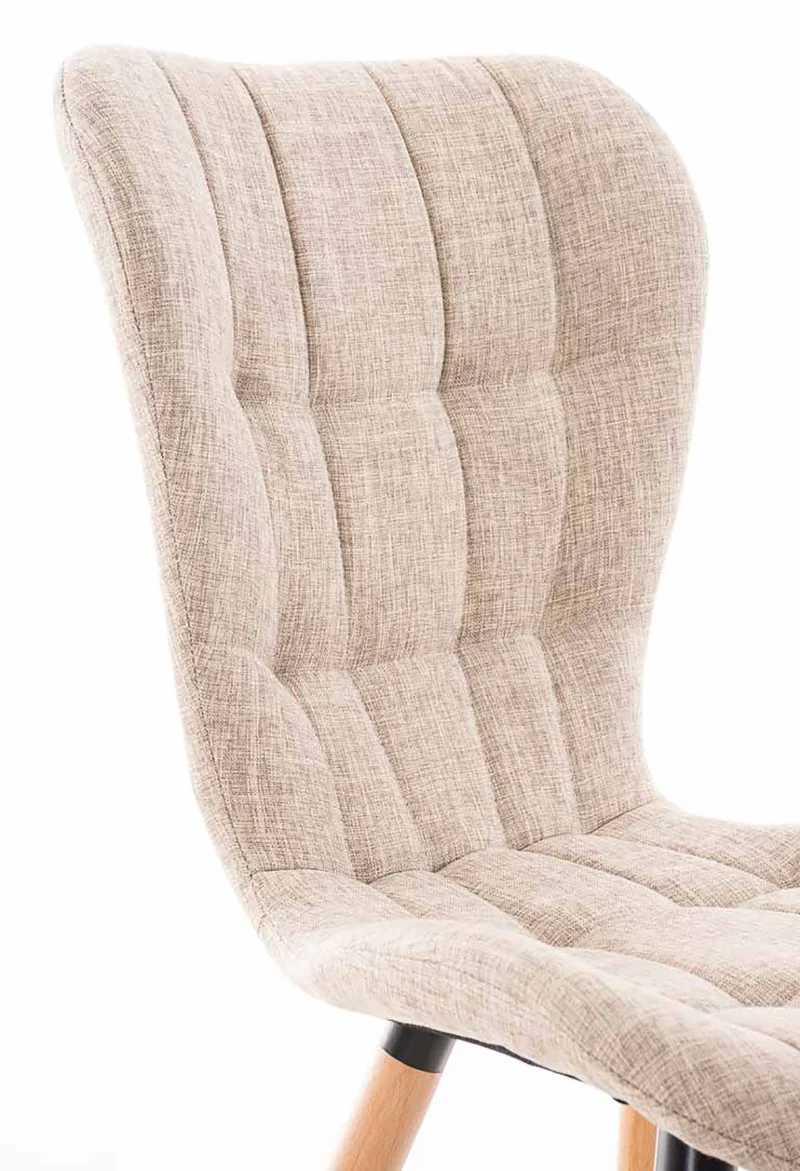 Lot de 4 chaises de salle à manger dossier haut coutures décoratives assise en tissu crème 10_0007663