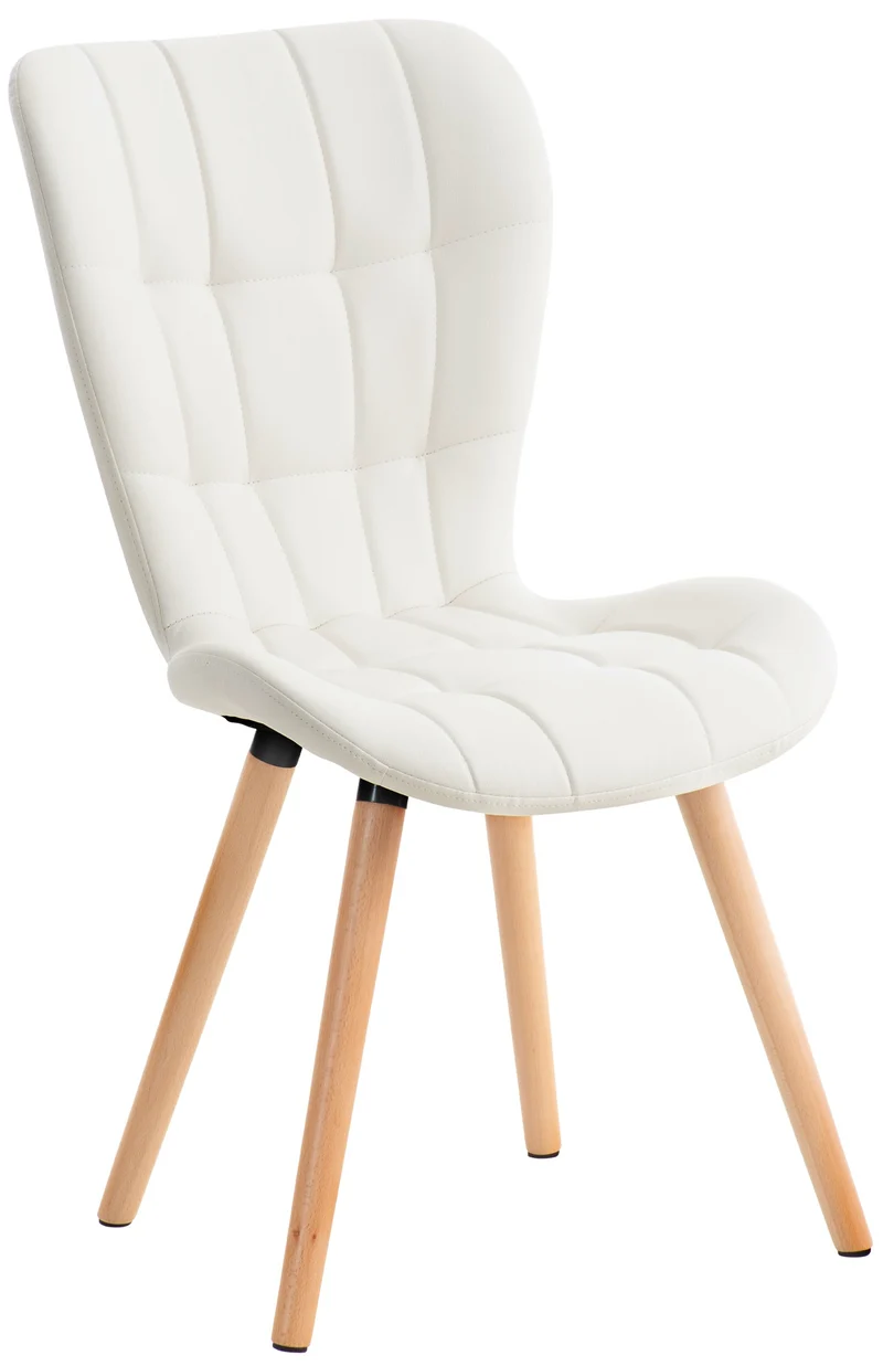 Chaise de salle à manger x1 dossier haut coutures décoratives assise en PVC blanc 10_0002219