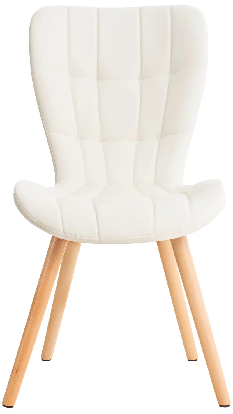 Chaise de salle à manger x1 dossier haut coutures décoratives assise en PVC blanc 10_0002219